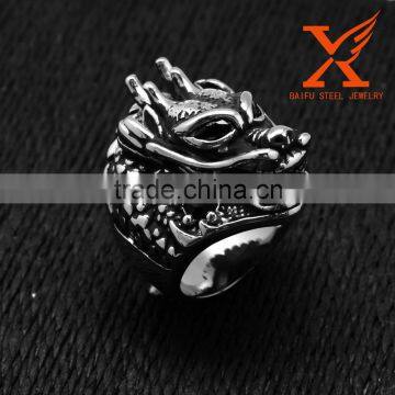 In StockBest Wholesale Rings Blast Sales Large Silver Dragon Ringl Stainless Steel Polished Ring for Gothic Tribal Biker's