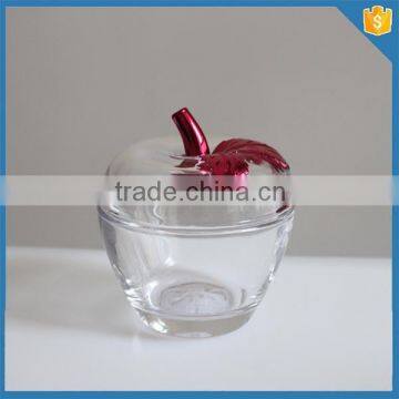 Glass antique apple shaped candy jars with electroplated lid