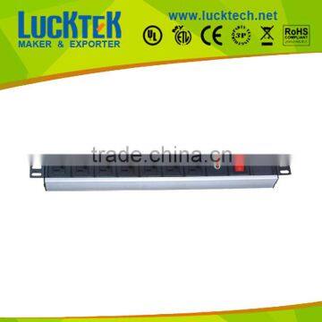 LUCKTECH 7 ports American type pdu socket 19'' standard PDU socket, with ove-loading protector