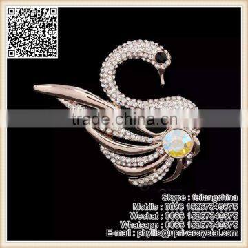 Rose Gold High Quality Cheap Crystal Swan Brooch