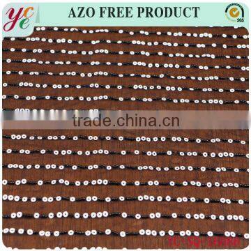 Fashion black net sequin and beaded tulle fabric embroidery for clothing