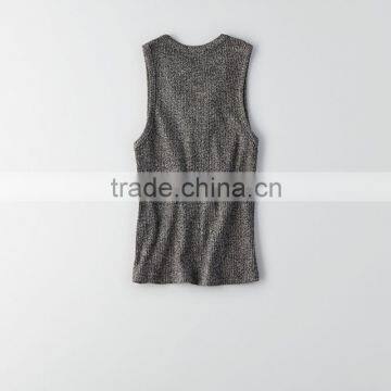 Fashion Lace up Front Crop Top White Racer Style Crop Top photo-3