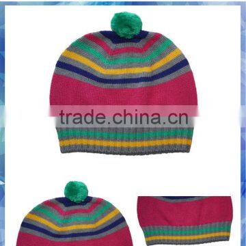 multi-color stripe kids knitted hats/slouchy hat/winter kids knitted hats