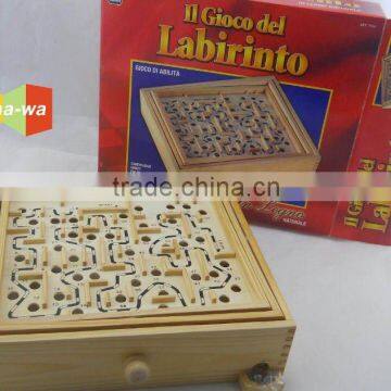 2012 kid wooden maze or labyrinth game toy with iron balls