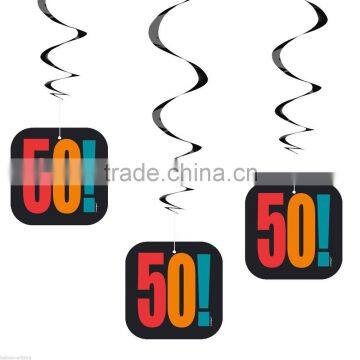 Assorted Celebrate 50 In Style 50th Birthday Party Hanging Swirls Decorations