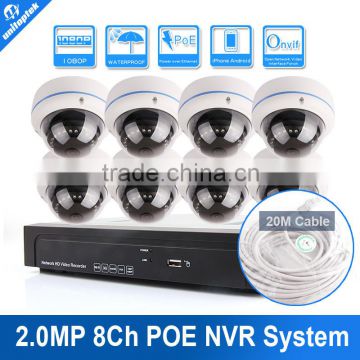 Nest Camera With 8CH 1080P 2.0MP POE IP Camera System CCTV NVR Kit 8PCS Dome P2P Cloud NVR System Supports PC&Mobile View