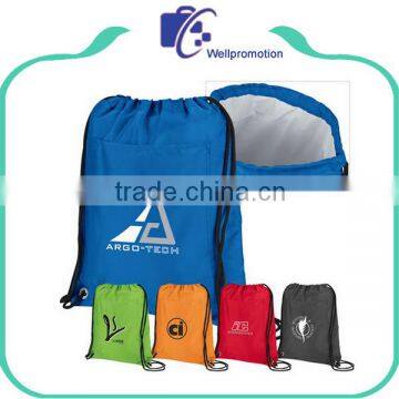 Promotional custom foam insulated drawstring cooler bag