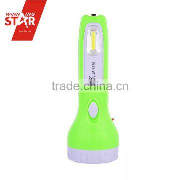 Solar rechargeable led torches with COB side lamp plastic LED flashlight