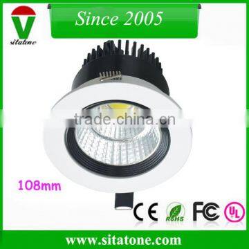 Cold forging aluminum white and black 108mm 10w 15w cob led recessed downlight outcut 90mm