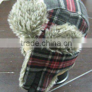 Black Faux fur Winter Hat With Earflap