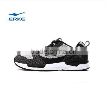 ERKE wholesale dropshipping china sports brand black white knitted mesh mens running shoes