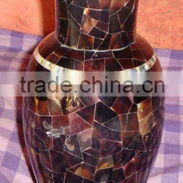 Black Sea Shell Mother Of Pearl Decorative Flower Vase