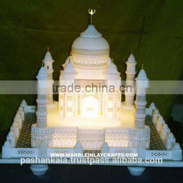 White Marble Lighted Taj Mahal For Home Decoration, Christmas Decoration & Gift Purpose