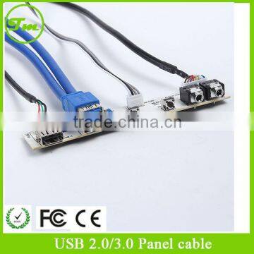 Double USB3.0 + AV + switch + PCB13223 Audio Front I/O Panel w/ Cables for PC