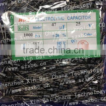 47uf 25V 5x7 Aluminum electrolytic capacitor