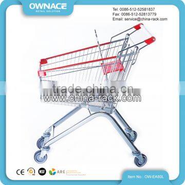 European Style Metal Supermarket Shopping Trolley Cart