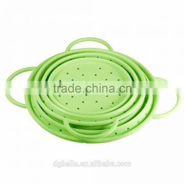 Collapsible Silicone Colander Green Kitchen Foldable Strainer photo-3