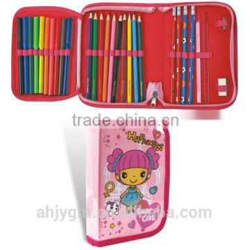 Cartoon Printing Stationery Set Satin Pencil Bag