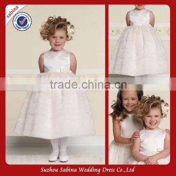 Fl26 Ball Gown Organza Tiered White Flower Girl Dresses