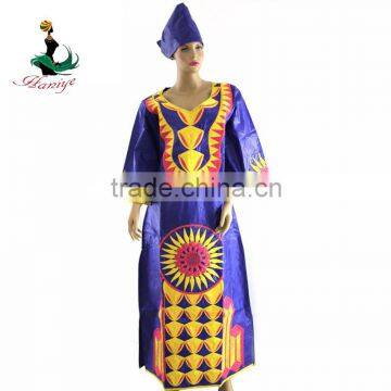 Hot sale african bazin riche 2016 styles women dresses with embroidery