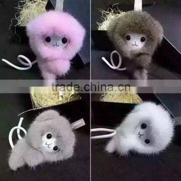 wholesale colorful little monkey mink fur key chain