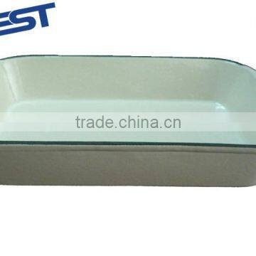 White Enamel Cast Iron Roaster Rectangular Pan/plate