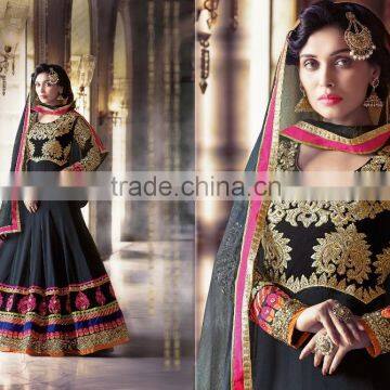 Gorgonize Black Georgette Anarkali Suit/Buy Online Designer Anarkali Suits