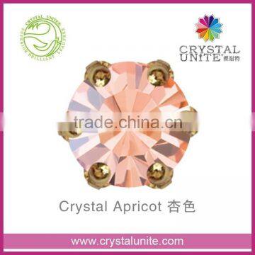 Crystal Unite Lead Free Chaton in Crown Setting, Crystal Apricot