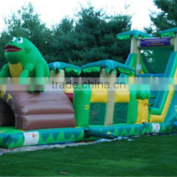 2016 cheap jungle obstacle course children Mega bounce challenge with frog inflatable obstacle park