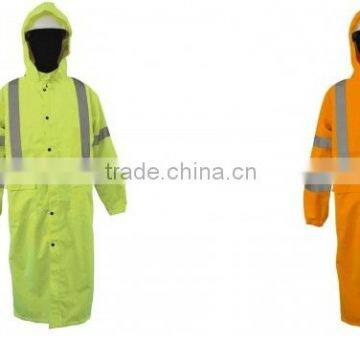 Long Raincoat With Safety Hi-Vis