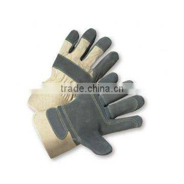Rubberized Cuff Natural Color Full Palm leather Gloves