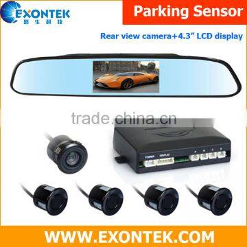 Factory Wholesale rear view reverse parking sensor, rearview mirror reverse parking system with 4.3 inch display and camera