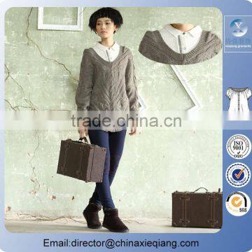 2016 V Neck Bat Sleeves Lady Hoody Sweater