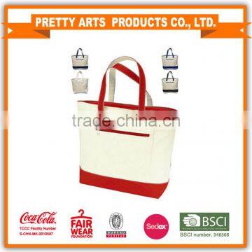 cotton canvs tote beach bag with zipper