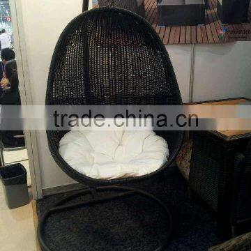 CH-CL044 Popular Black Color Garden Swing Hanging Chair, rattan egg chair with cushion