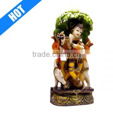 Customized Handmade Painted Polyresin Decorative Painted Krishna