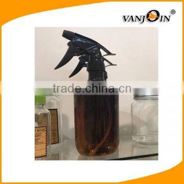 Empty 16oz 500ml Amber plastic Spray Bottle with black trigger spray