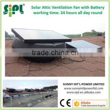 day & night air circulation solar powered attic fan with battery system for 24 hours nonstop ventilation