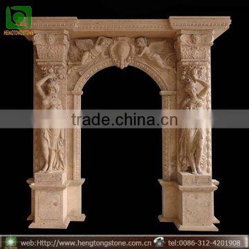 Decorative Natural Stone Arch Door Surround with Angel Design