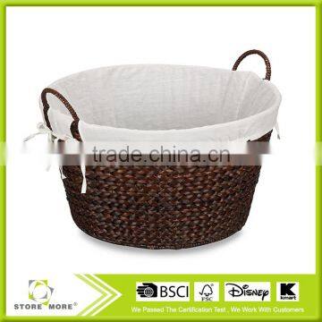 Round Banana Leaf Laundry Basket In Brown photo-2