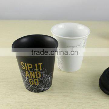 Anti Spill Double Wall Ceramic Travel Mug Double Wall Ceramic Mug photo-4