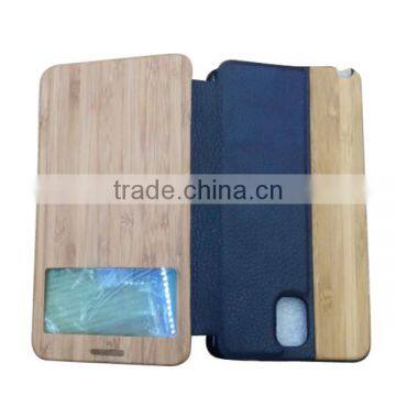 2015 New Real Wood Leather Wallet Flip Phone Case For Samsung Galaxy Note3,wood Flip Leather Case photo-2