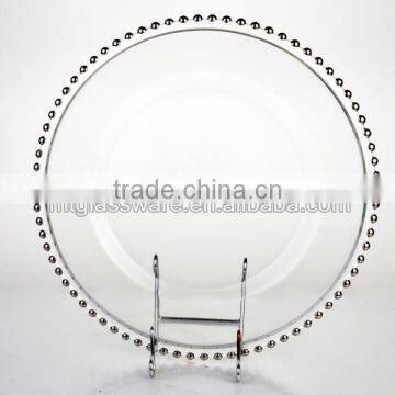 Wholesale Gold Silver Rimmed Clear Glass Charger Plates For Wedding