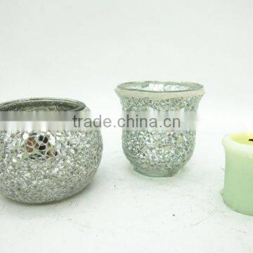 Professional Silver Mosaic Crackle Glass Heart Mirror photo-4