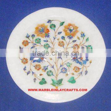 Marble Plate, Stone Inlay Plaque, Inlaid Marble Plate