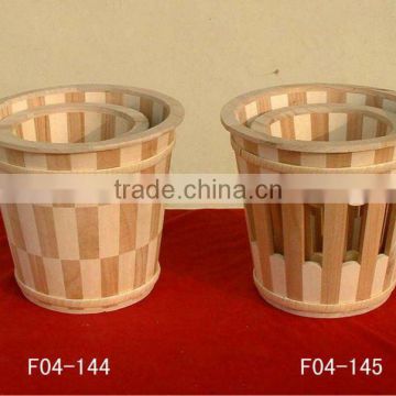 antique difform small wooden bucket for decoration