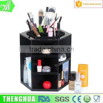 Rotation Hexagon Make-up Tools Plastic Storage Box Organizer Cosmetic Case photo-3