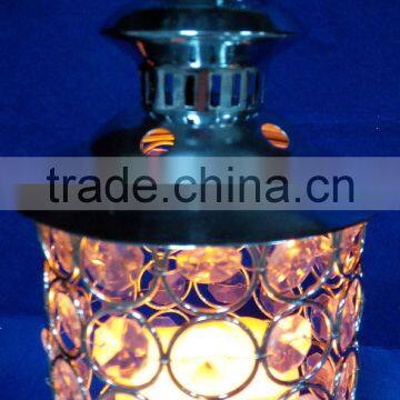 Hand Weaving Acrylic Diamond With LED Candle Xmas Hurricane Lamp Decorations photo-2