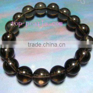 Wholesale 7.5inch 12mm round Smoky Quartz bracelet