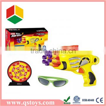 plastic toy safe rocket gun in window box